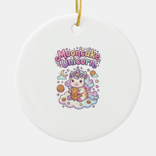 Unicorn Mooncake Unicorn Charming Apparel Graphic_ Ceramic Ornament