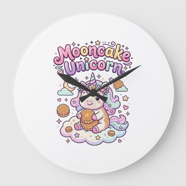Unicorn Mooncake Unicorn Charming Apparel Graphic_ Large Clock (Front)