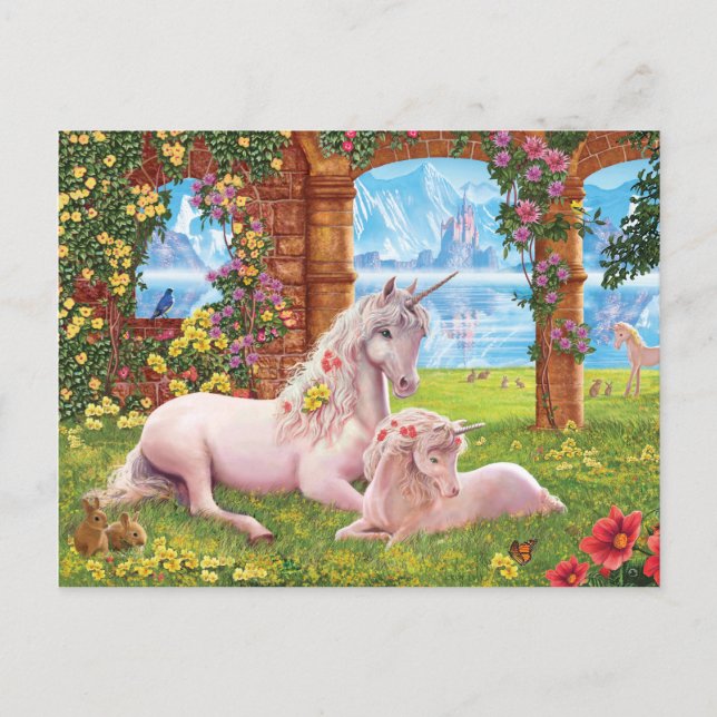Unicorn Mother and Foal Postcard (Front)