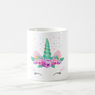 Unicorn Mug, Glitter Unicorn Mug, Floral Unicorn C Coffee Mug