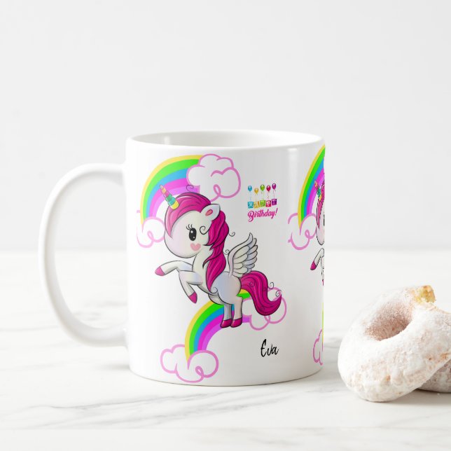 Unicorn Mug Joyeux Anniversaire Mug (Avec donut)