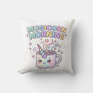 Unicorn Mugicorn Morning Graphic Design Zazzle Des Throw Pillow