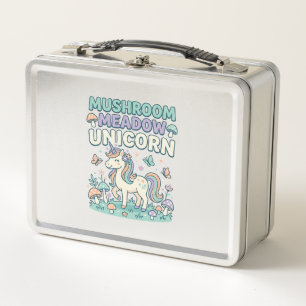 Unicorn Mushroom Meadow Unicorn Trendy T-Shirt Des Metal Lunch Box