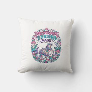 Unicorn Mushroom Unicorn Magic Colourful POD Artwo Throw Pillow