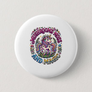 Unicorn Mushrooms Moss and Magic Commercial Shirt 2 Inch Round Button
