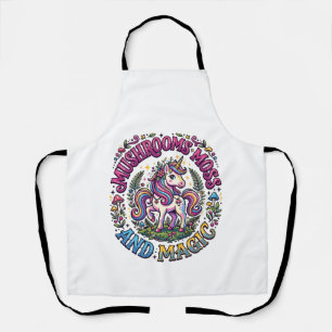 Unicorn Mushrooms Moss and Magic Commercial Shirt  Apron