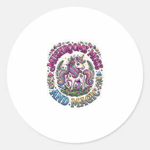 Unicorn Mushrooms Moss and Magic Commercial Shirt Classic Round Sticker