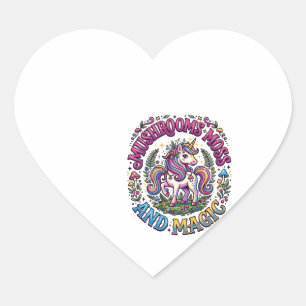 Unicorn Mushrooms Moss and Magic Commercial Shirt  Heart Sticker