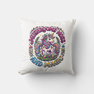 Unicorn Mushrooms Moss and Magic Commercial Shirt  Throw Pillow