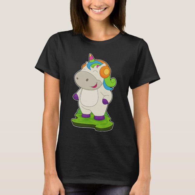 Unicorn Musician Headphone Music T-Shirt (Front)