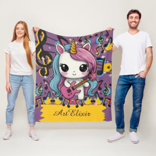 Unicorn Musician Print Fleece Blanket