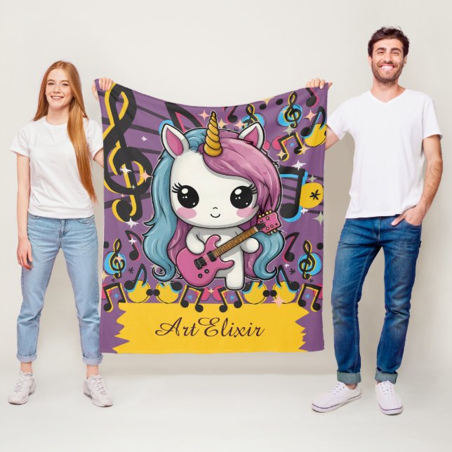Unicorn Musician Print Fleece Blanket (In Situ)