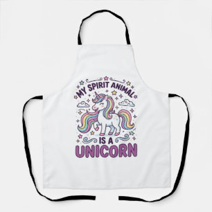 Unicorn My Spirit Animal Is a Unicorn Bold Typogra Apron