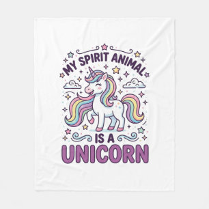 Unicorn My Spirit Animal Is a Unicorn Bold Typogra Fleece Blanket