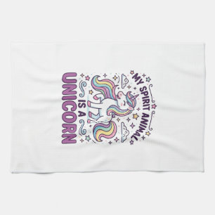 Unicorn My Spirit Animal Is a Unicorn Bold Typogra Kitchen Towel