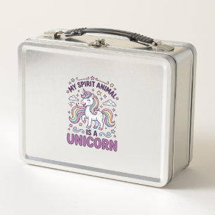 Unicorn My Spirit Animal Is a Unicorn Bold Typogra Metal Lunch Box