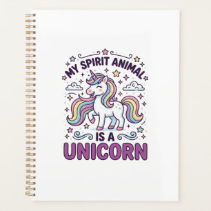 Unicorn My Spirit Animal Is a Unicorn Bold Typogra Planner