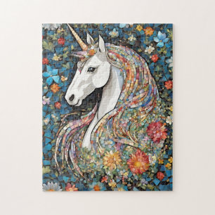 Unicorn Mythique Cheval Floral Puzzle