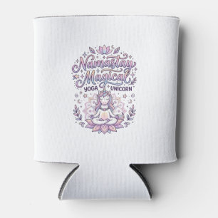 Unicorn Namastay Magical Adorable Typography Desig Can Cooler