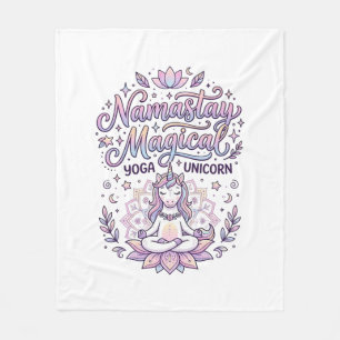 Unicorn Namastay Magical Adorable Typography Desig Fleece Blanket