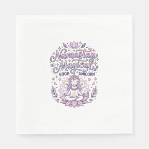 Unicorn Namastay Magical Adorable Typography Desig Napkin