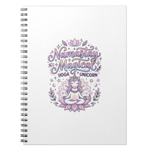 Unicorn Namastay Magical Adorable Typography Desig Notebook