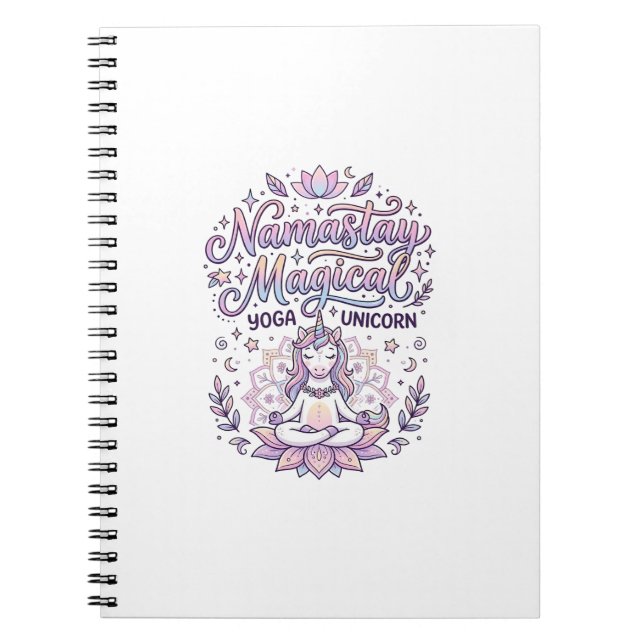 Unicorn Namastay Magical Adorable Typography Desig Notebook (Front)