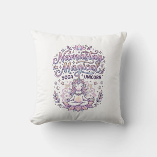 Unicorn Namastay Magical Adorable Typography Desig Throw Pillow