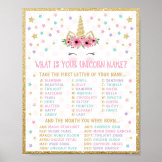 Unicorn Name Game Poster
