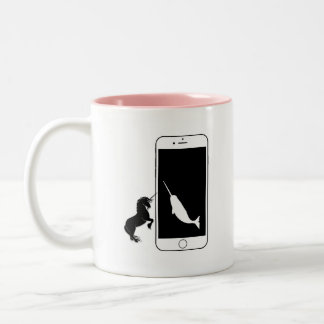 Unicorn Narwhal Smartphone Mirror Love Two-Tone Coffee Mug