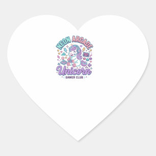 Unicorn Neon Arcade Unicorn Retro Style Product Gr Heart Sticker