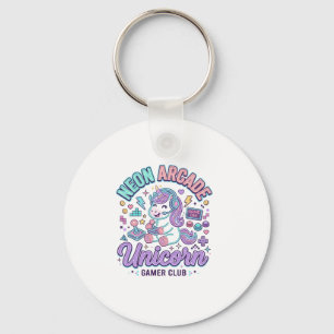 Unicorn Neon Arcade Unicorn Retro Style Product Gr Keychain