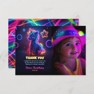 Unicorn Neon fête d'anniversaire Merci photo