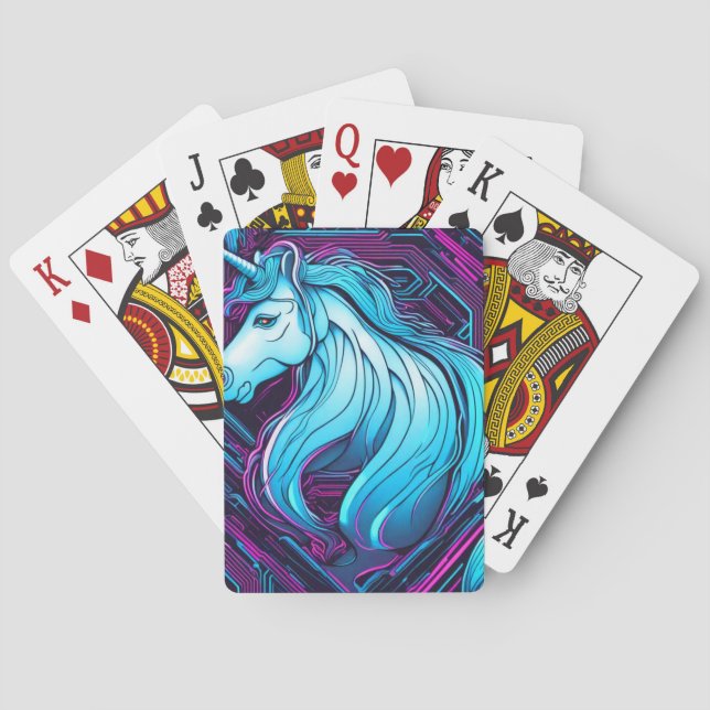Unicorn neon  playing cards (Back)