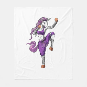 Unicorn Ninja Karate Kickboxing Muay Thai Martial  Fleece Blanket