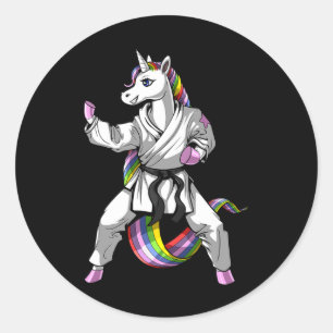 Unicorn Ninja Karate Martial Art Kickboxing Taekwo Classic Round Sticker