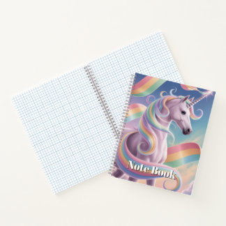 Unicorn Notebook, Magical Rainbow Stars Unicorn  Notebook