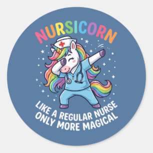 Unicorn Nurse Energy Bright and Magical  Classic Round Sticker