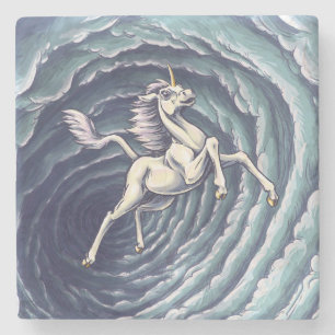 Unicorn of Air Element Fantasy Art Stone Coaster