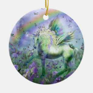 Unicorn Of The Butterflies Holiday Ornament