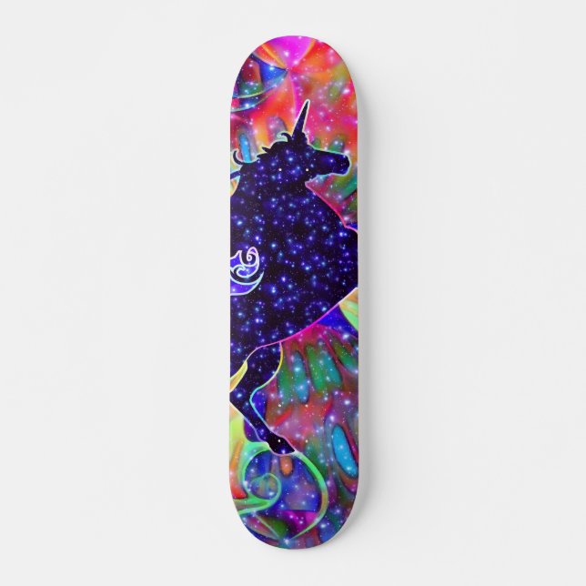 UNICORN OF THE UNIVERSE multicolored Skateboard (Front)