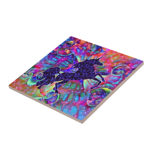 UNICORN OF THE UNIVERSE multicolored Tile (Side)