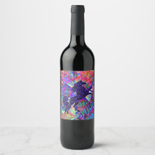 UNICORN OF THE UNIVERSE multicolored Wine Label