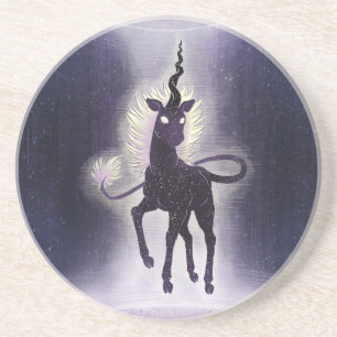 Unicorn of Void Aether and Space Fantasy Art Coaster