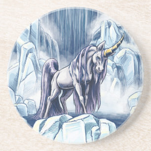 Unicorn of Water Element Fantasy Art Coaster