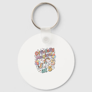 Unicorn Officially Magical at 5 Whimsical White Ba Keychain