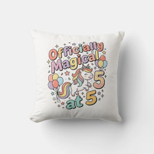 Unicorn Officially Magical at 5 Whimsical White Ba Throw Pillow