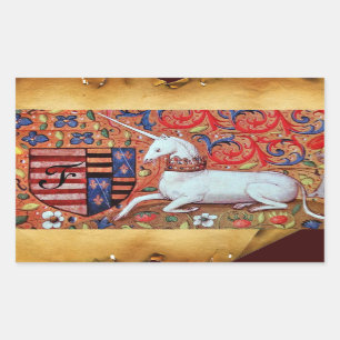 UNICORN OLD BROWN PARCHMENT MONOGRAM STICKER