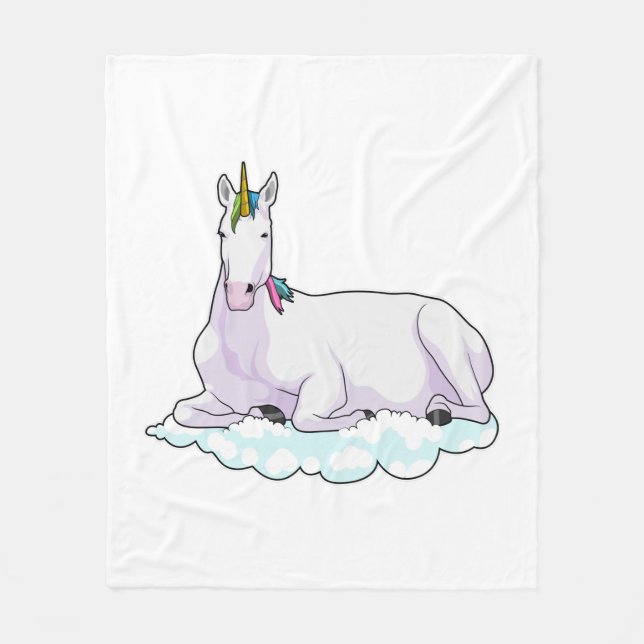 Unicorn on Cloud Fleece Blanket (Front)