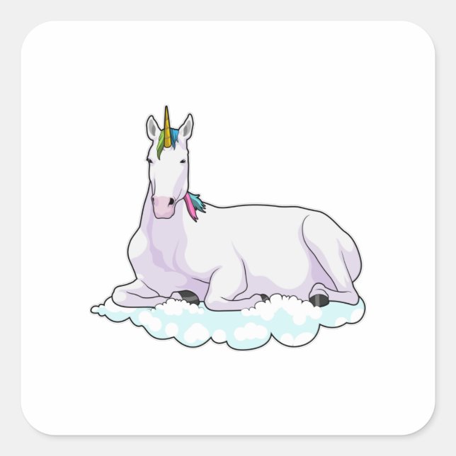 Unicorn on Cloud Square Sticker (Front)